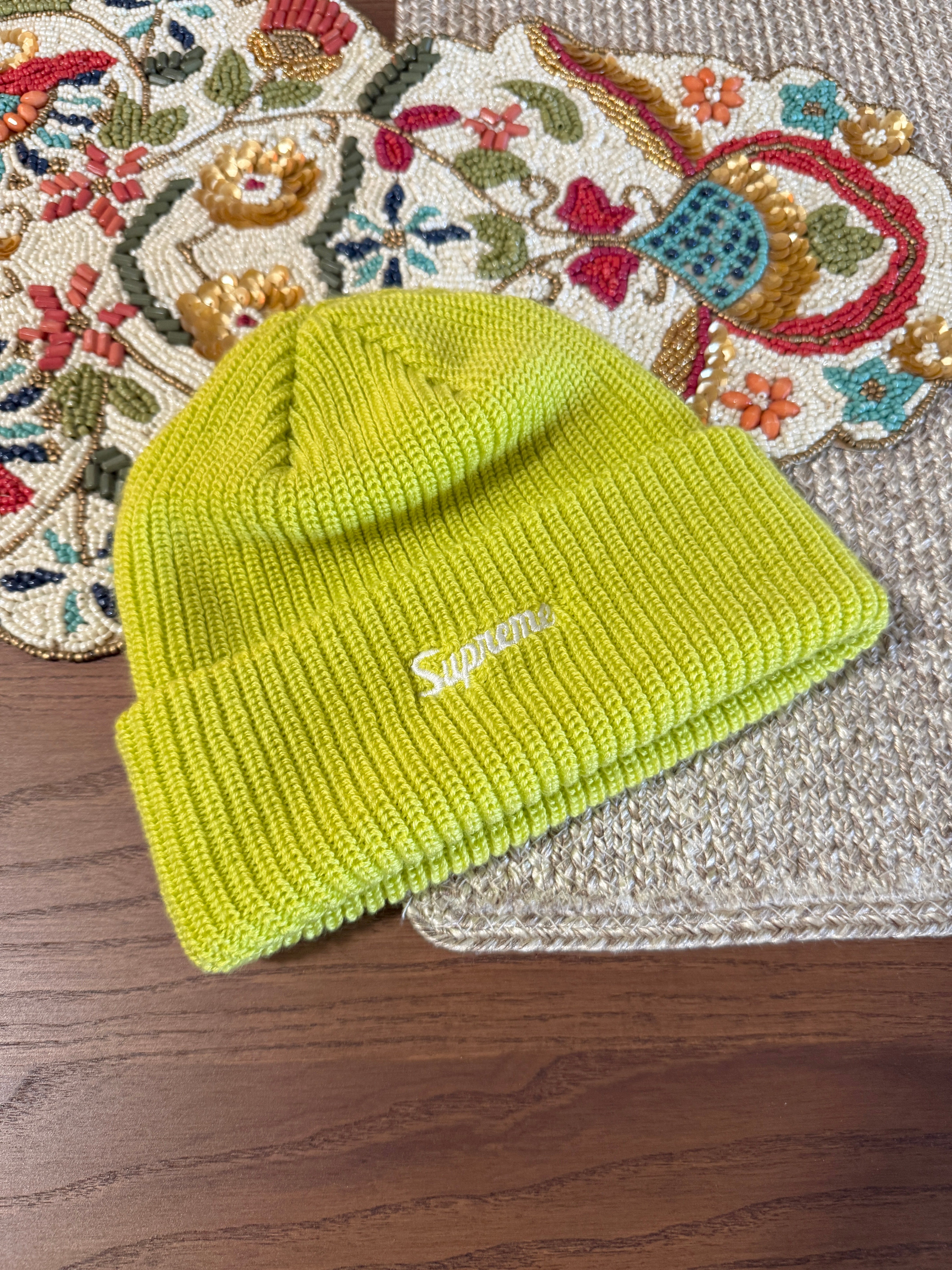 Supreme Loose Gauge Beanie Lime FW24 USED