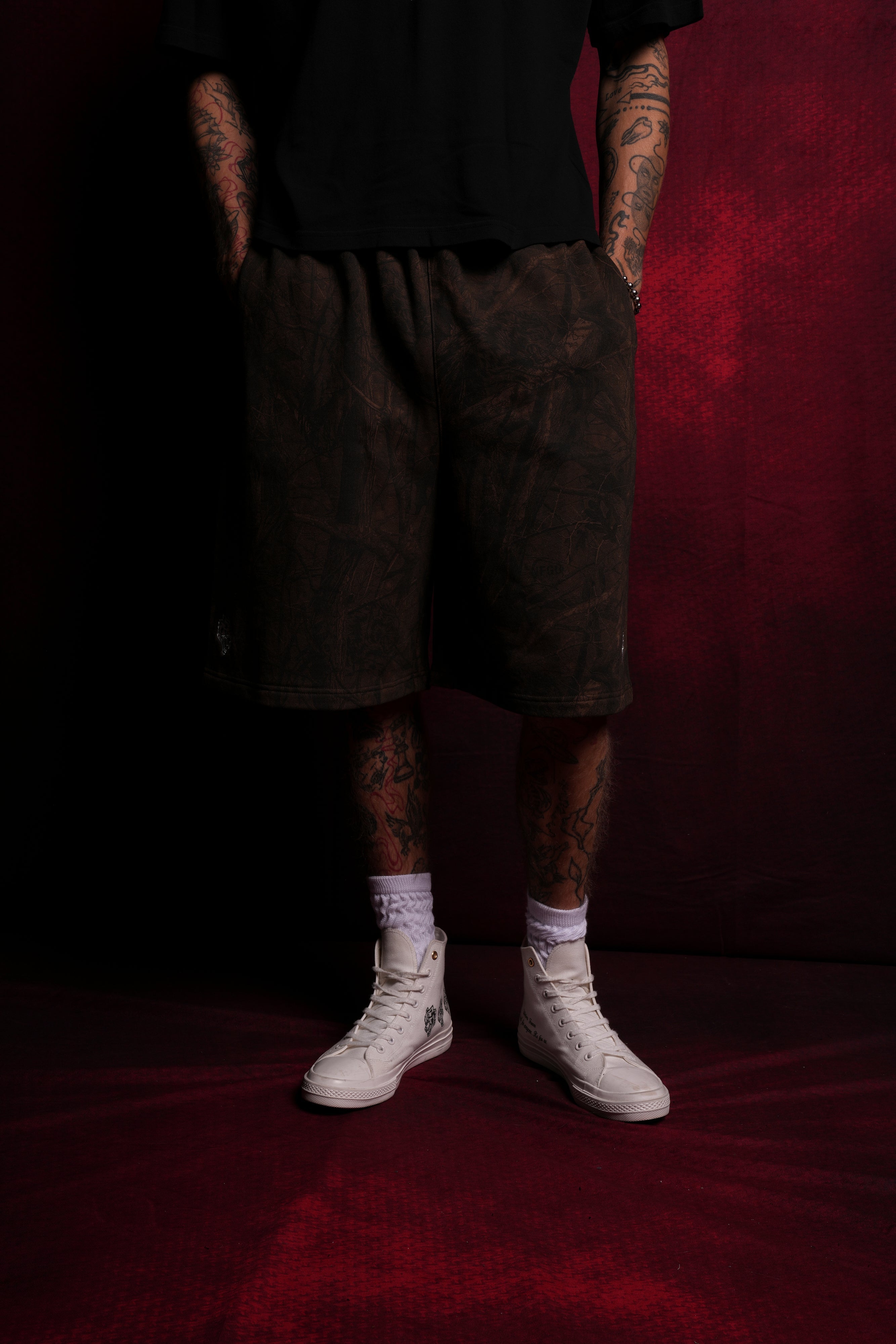 Darc Sport Dual Oversized Osiris Sweat Shorts Brown Driftwood Forest Camo Sz M