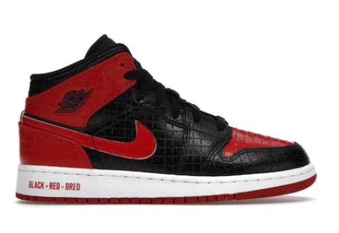 Jordan 1 Mid Bred Text (GS) (SIZE 4Y)