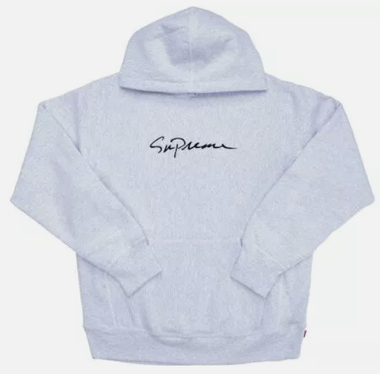 Supreme Classic Script Hooded Sweatshirt Ash Grey Sz Large