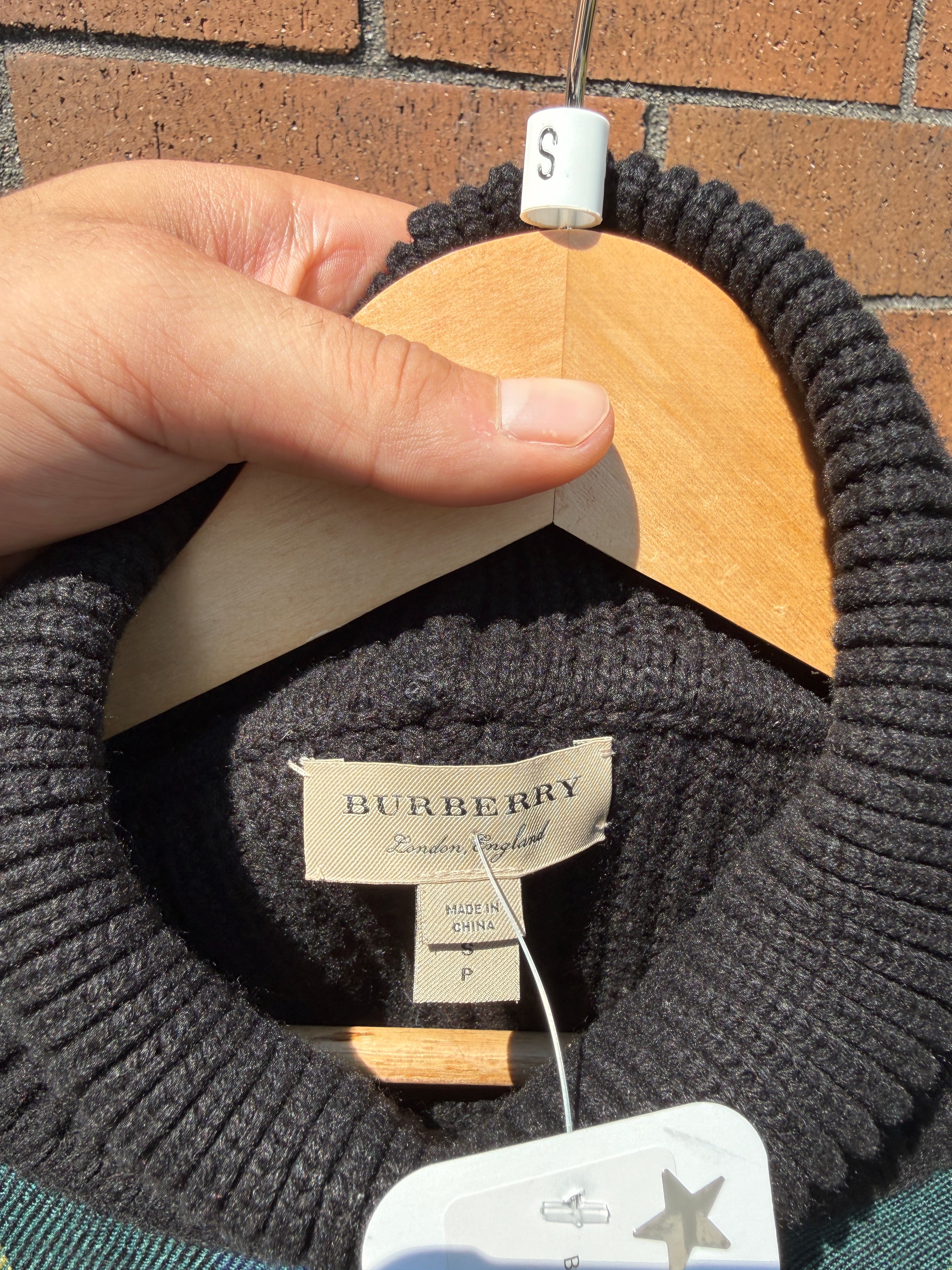 Burberry Black / Blue Plaid Turtleneck Sweater Size Small