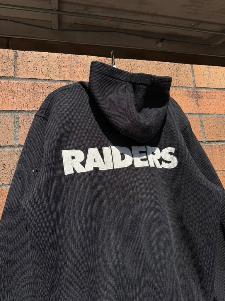 Y2K Oakland Raiders Thermal NFL Zip Up Hoodie Size L