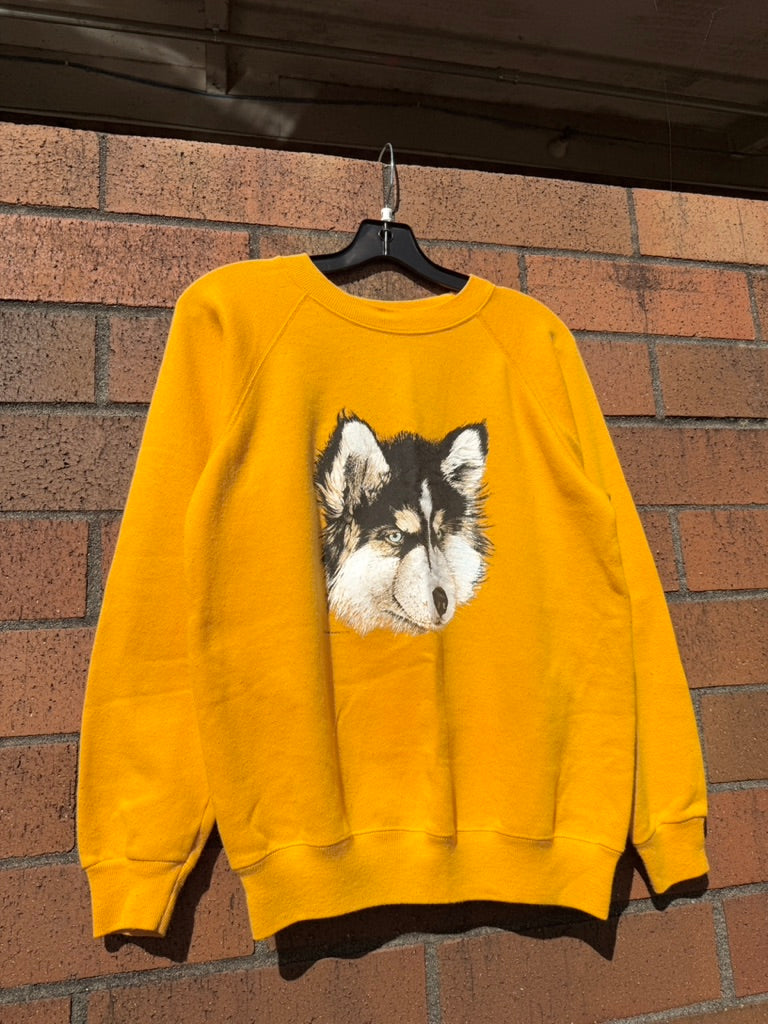 80s Harry the Husky UW Crewneck Yellow Sz M