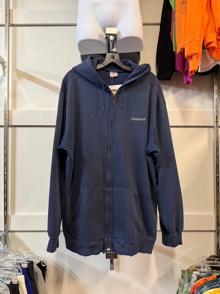 Y2K Carhartt Navy Blue Zip Up Hoodie Sz XL