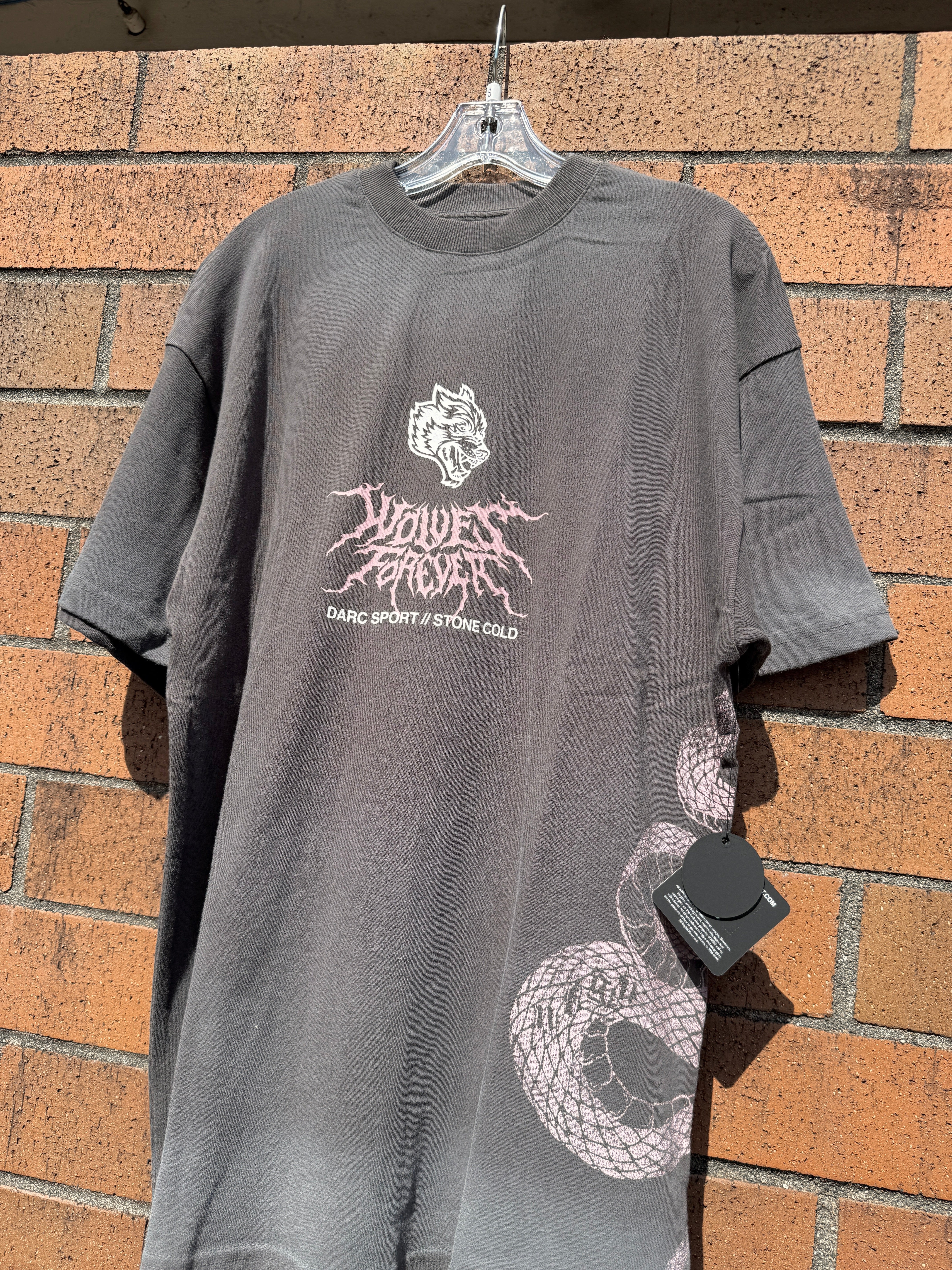 Darc Sport x WWE Stone Cold Law Oversized Tee Wolf Gray Drift Wash Size M