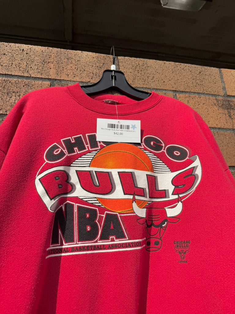 90s Chicago Bulls Red NBA Crewneck Sz L
