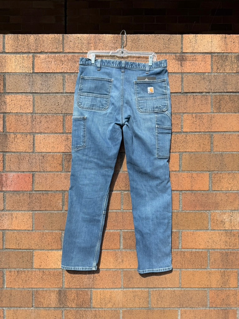 Carhartt Relaxed Fit Medium Wash Denim Double Knees Sz 36x32