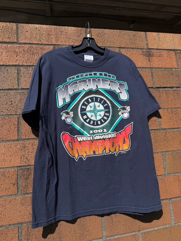 2001 Mariners AL West Champs M&O Tee Sz L