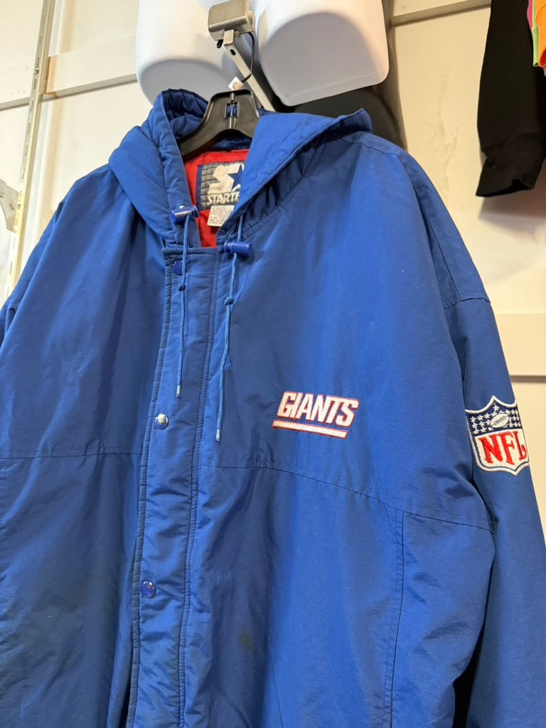 90s Starter NY Giants Hooded Jacket Sz XL