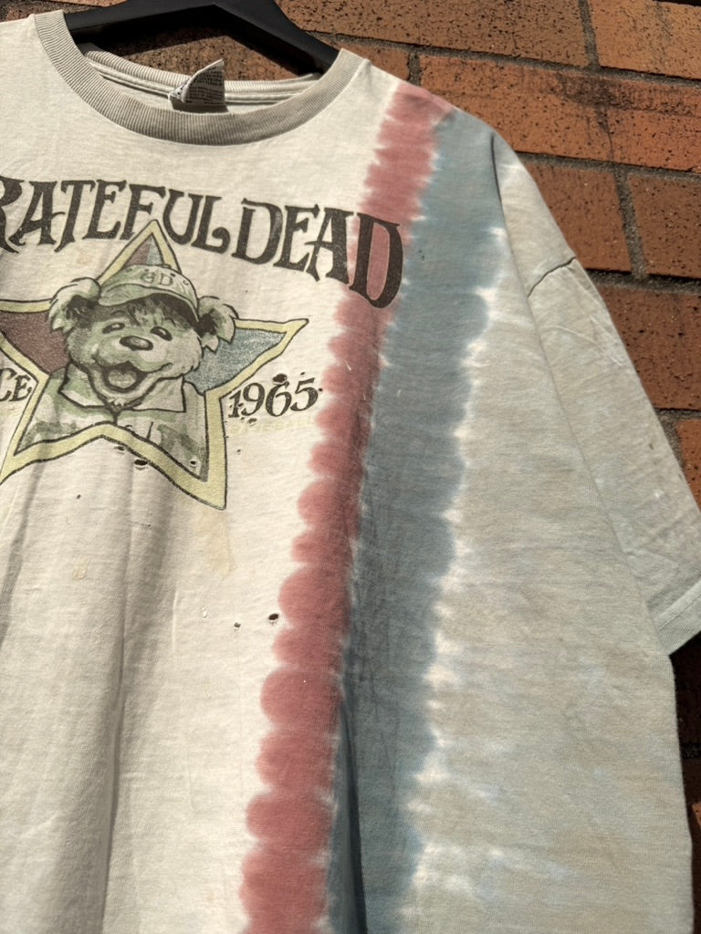 2000 Grateful Dead Baseball Bear Tie Dye Liquid Blue Tee Size XXL
