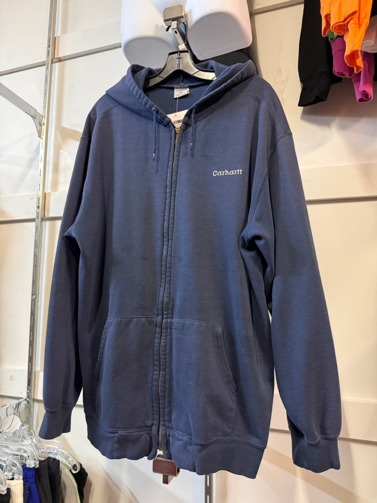 Y2K Carhartt Navy Blue Zip Up Hoodie Sz XL
