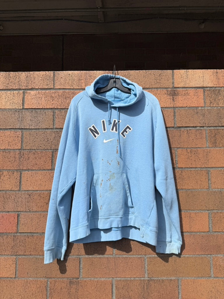 2006 Nike Arc Logo Thrashed Powder Blue Hoodie Sz XL