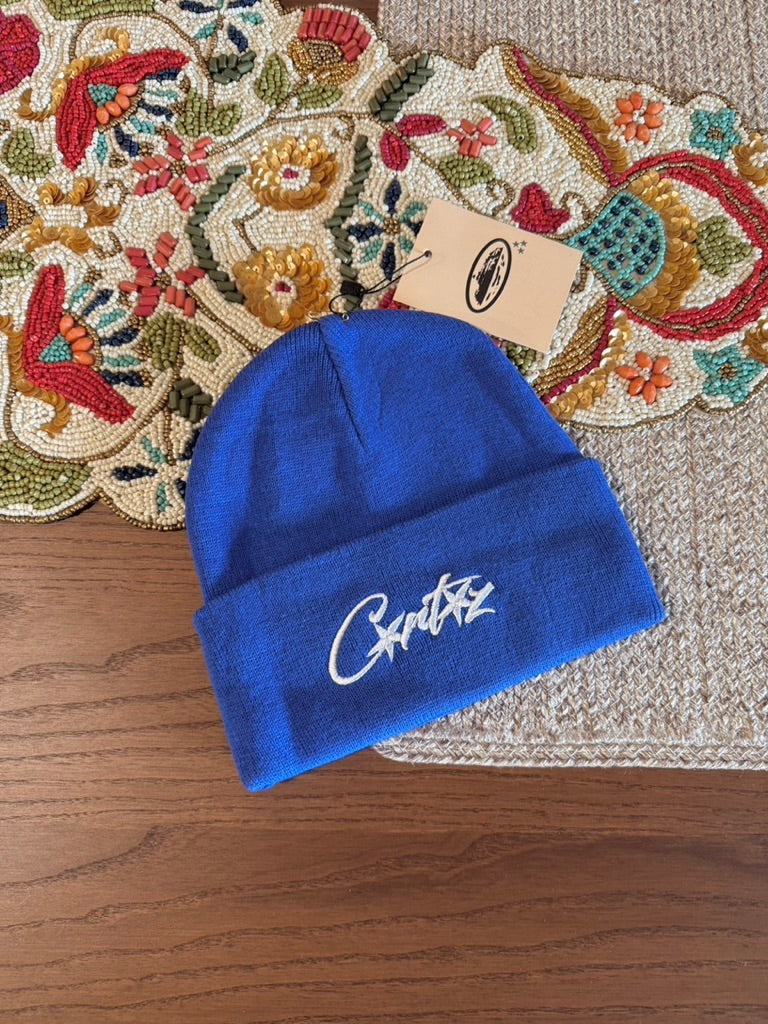 Corteiz Allstarz Folded Beanie Blue