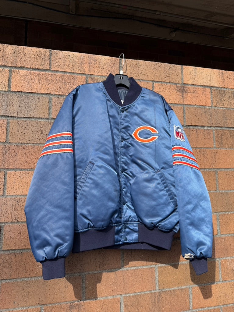90s Starter Chicago Bears Satin Bomber Jacket Sz L