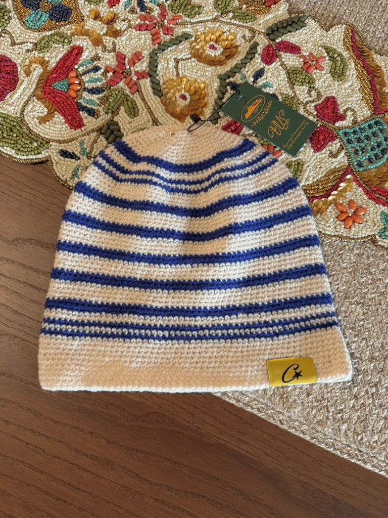 Corteiz Crochet Beanie Striped Blue SS23
