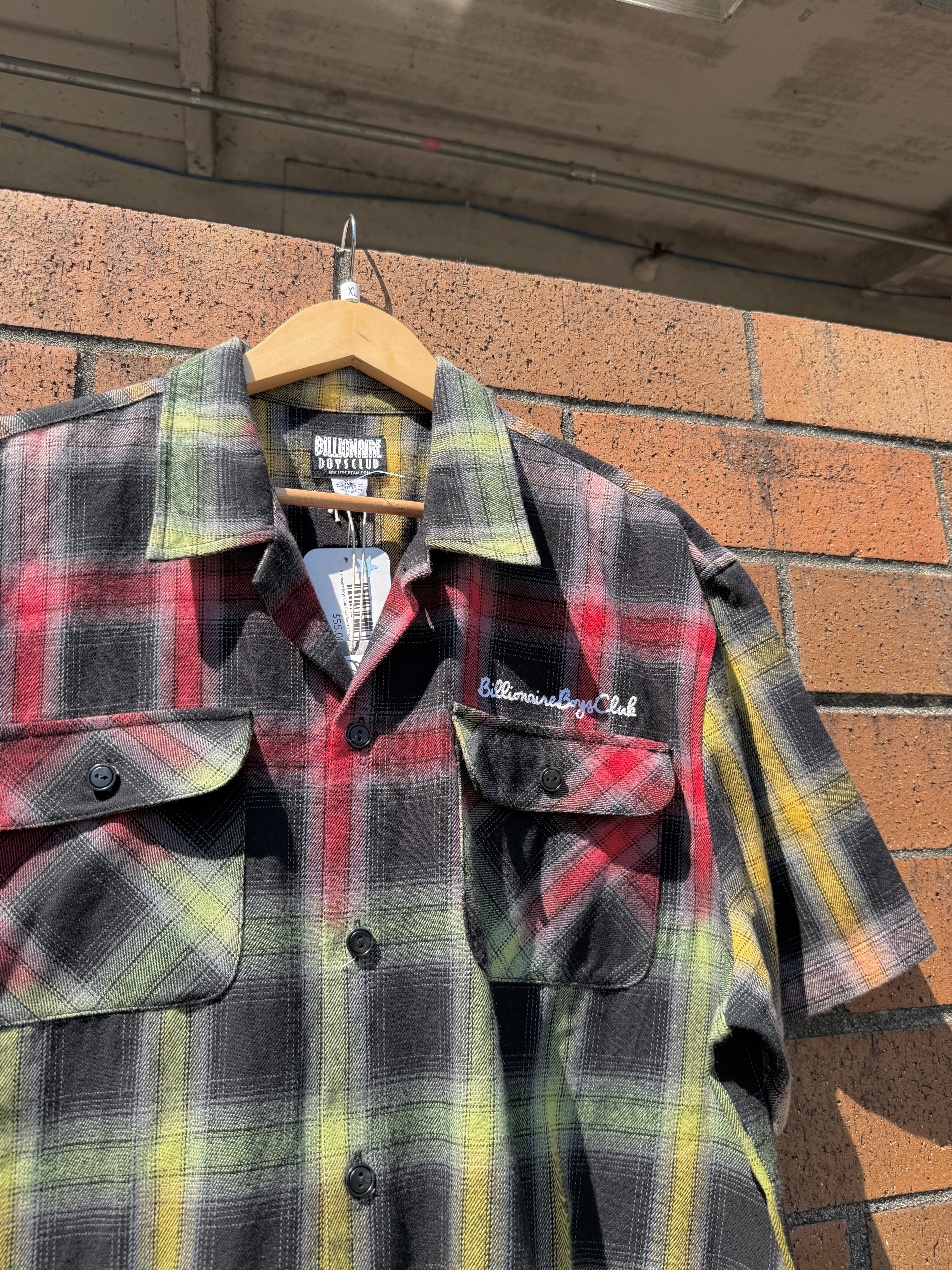 Billionaire Boys Club Rave Short Sleeve Plaid Flannel NWT Size XL