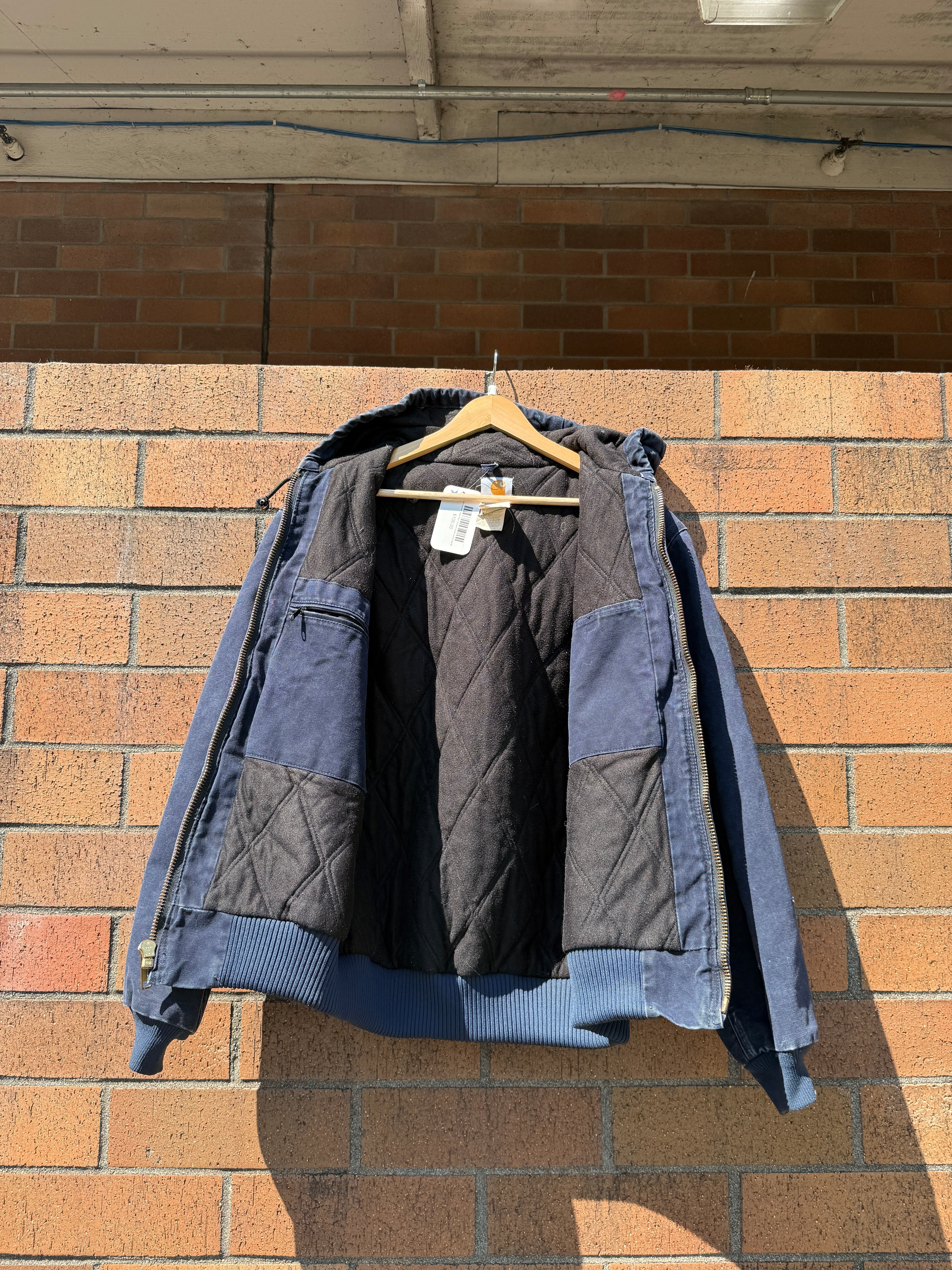 2003 Carhartt Navy Blue Hooded Active Jacket Size M