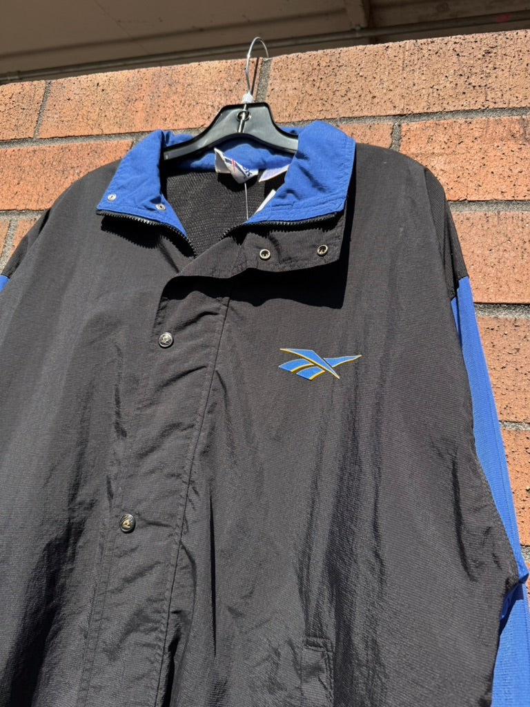 90s Reebok Black / Blue Track Jacket Sz M
