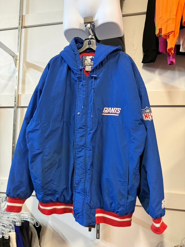 90s Starter NY Giants Hooded Jacket Sz XL