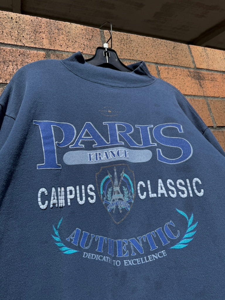 90s Paris Campus Classic Tourist Crewneck Size L