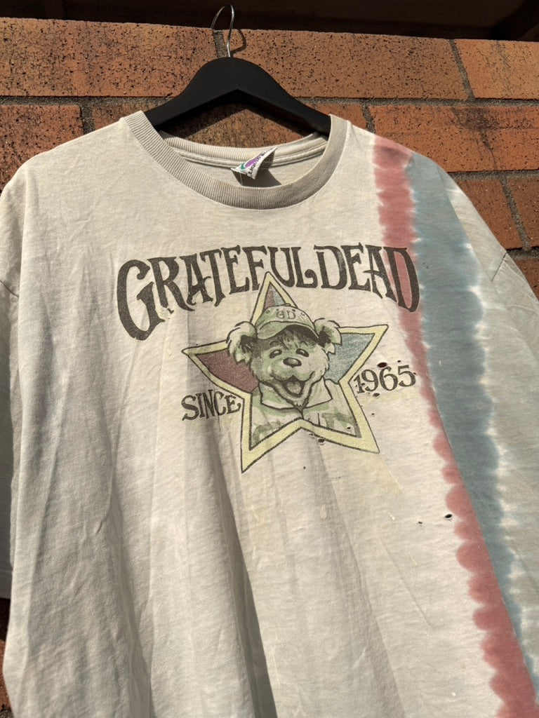 2000 Grateful Dead Baseball Bear Tie Dye Liquid Blue Tee Size XXL