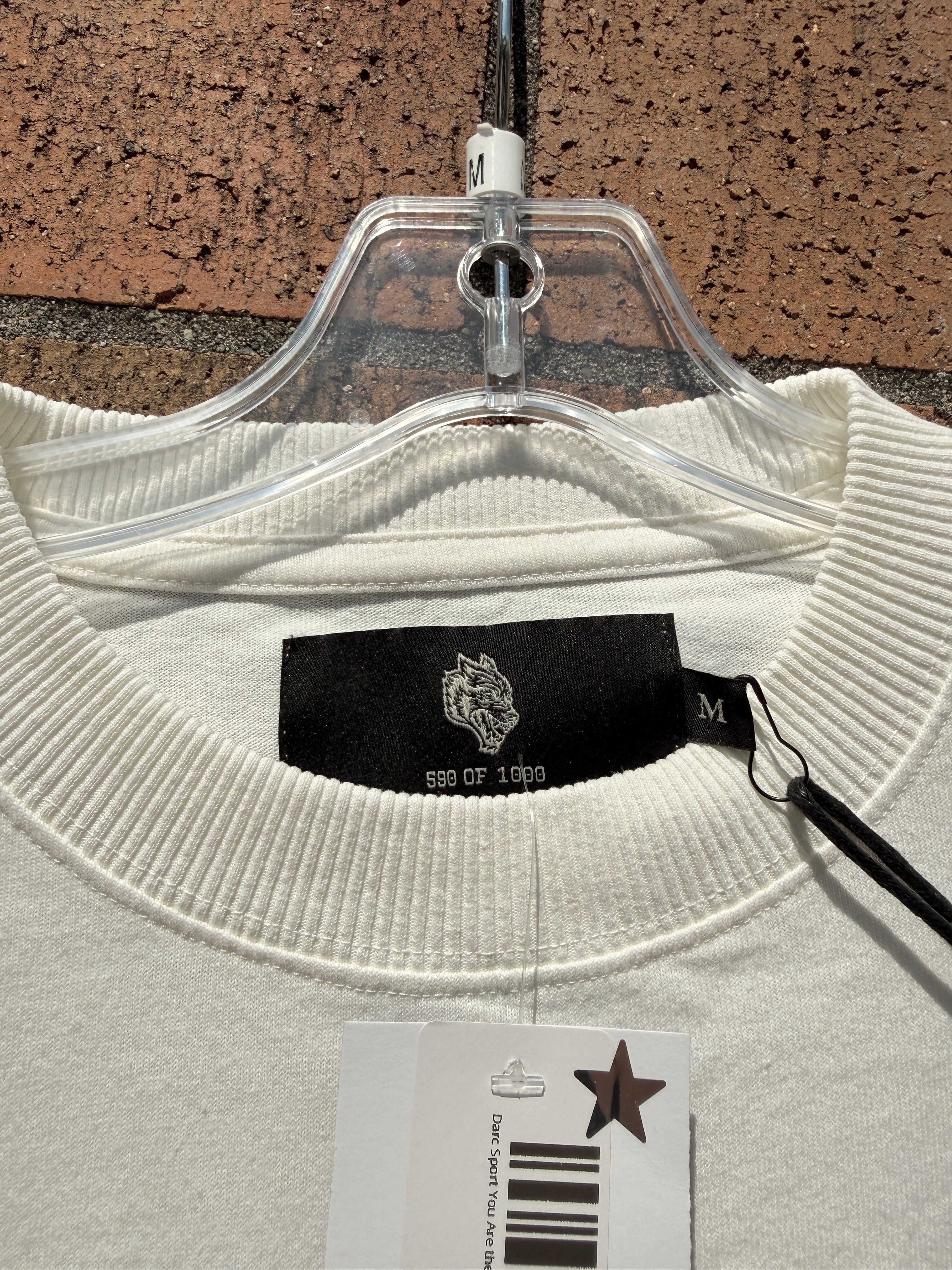 Darc Sport You Are the Reason Grunge Raw Hem Long Sleeve Tee Cream Size M