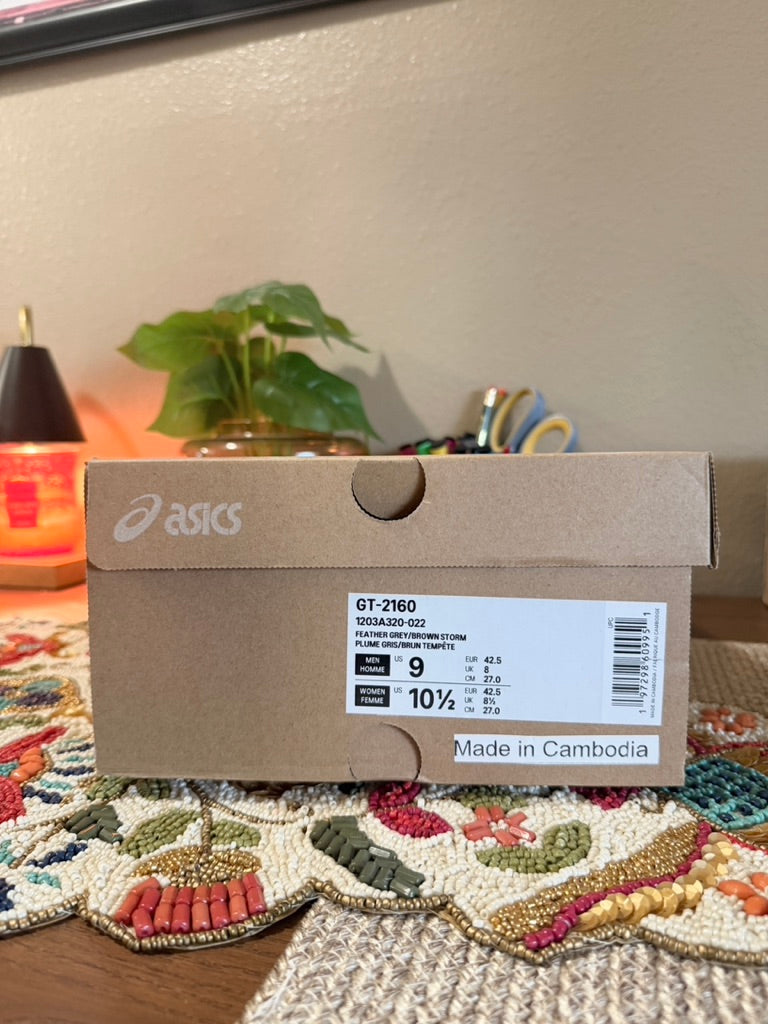 Asics GT-2160 Feather Grey Brown Storm Size 9
