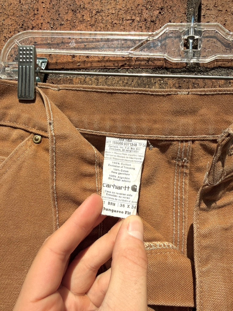 2011 Carhartt Brown Dungaree Fit Double Knees Size 36x34