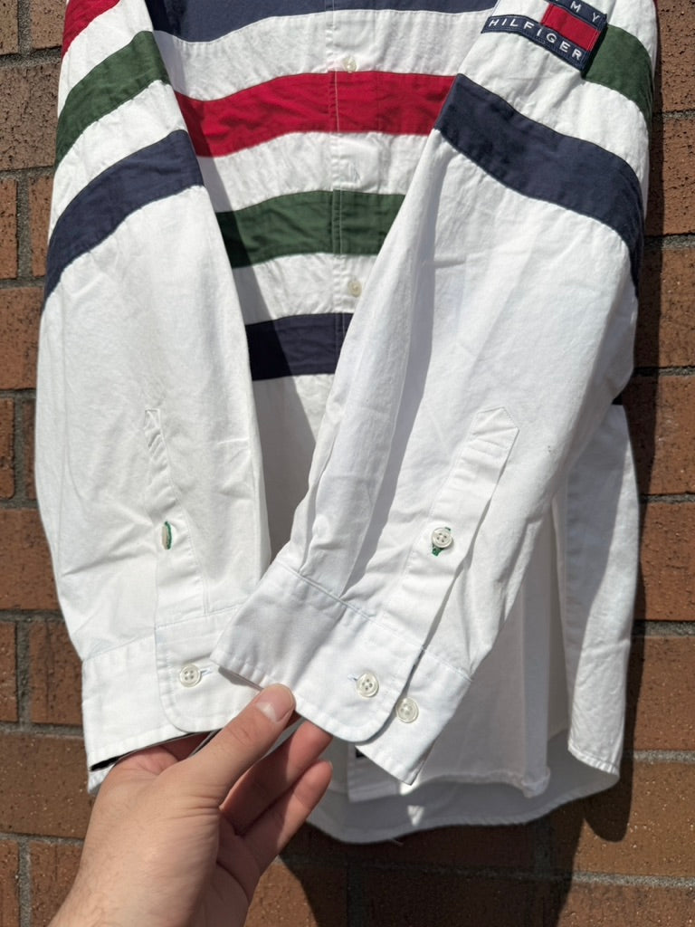 Y2K Tommy Hilfiger AOP Long Sleeve Flag Button Up Size XL