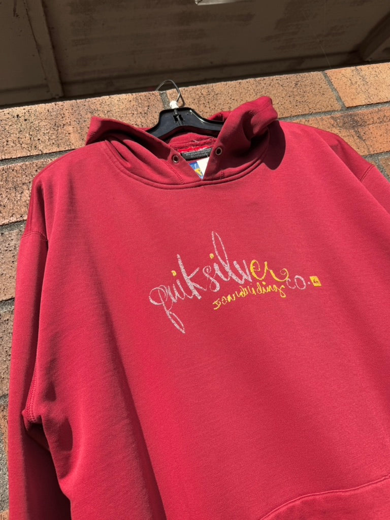 Y2K Quiksilver Red / Yellow Boardriding Hoodie Size M