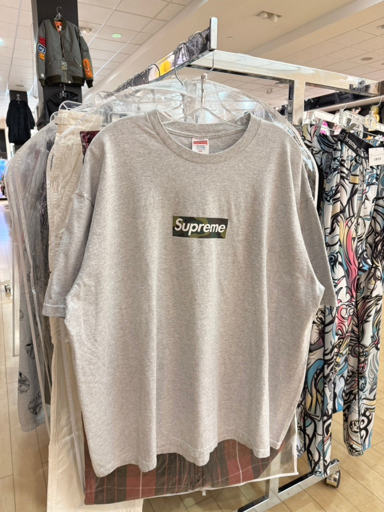 Supreme Camo Box Logo Tee Ash Grey FW23 USED Size XXL