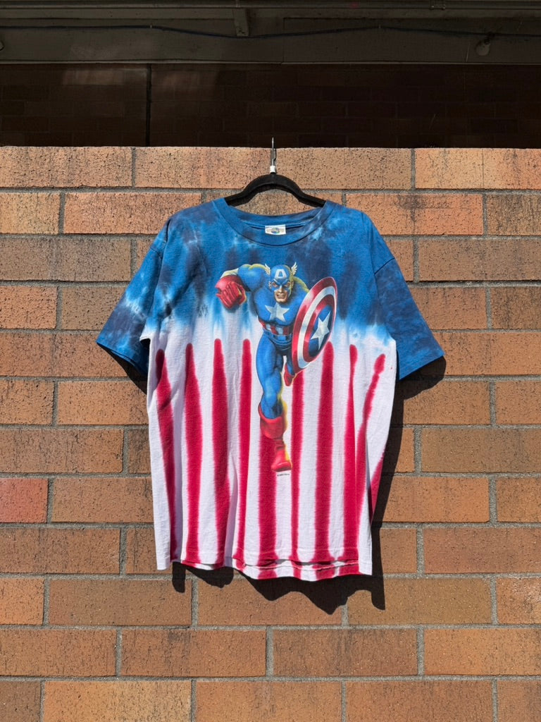 2000 Universal Studios Captain America Tie Dye Tee Sz XL