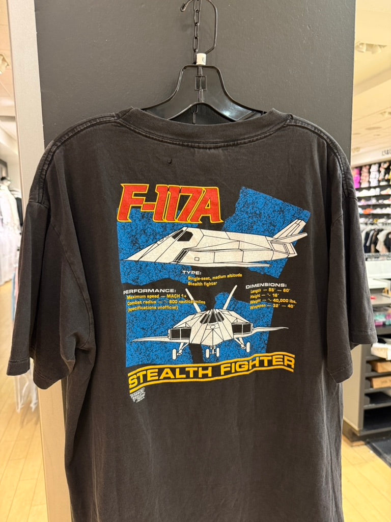 1989 F-117A Blackbird Stealth Fighter Tee Sz XL