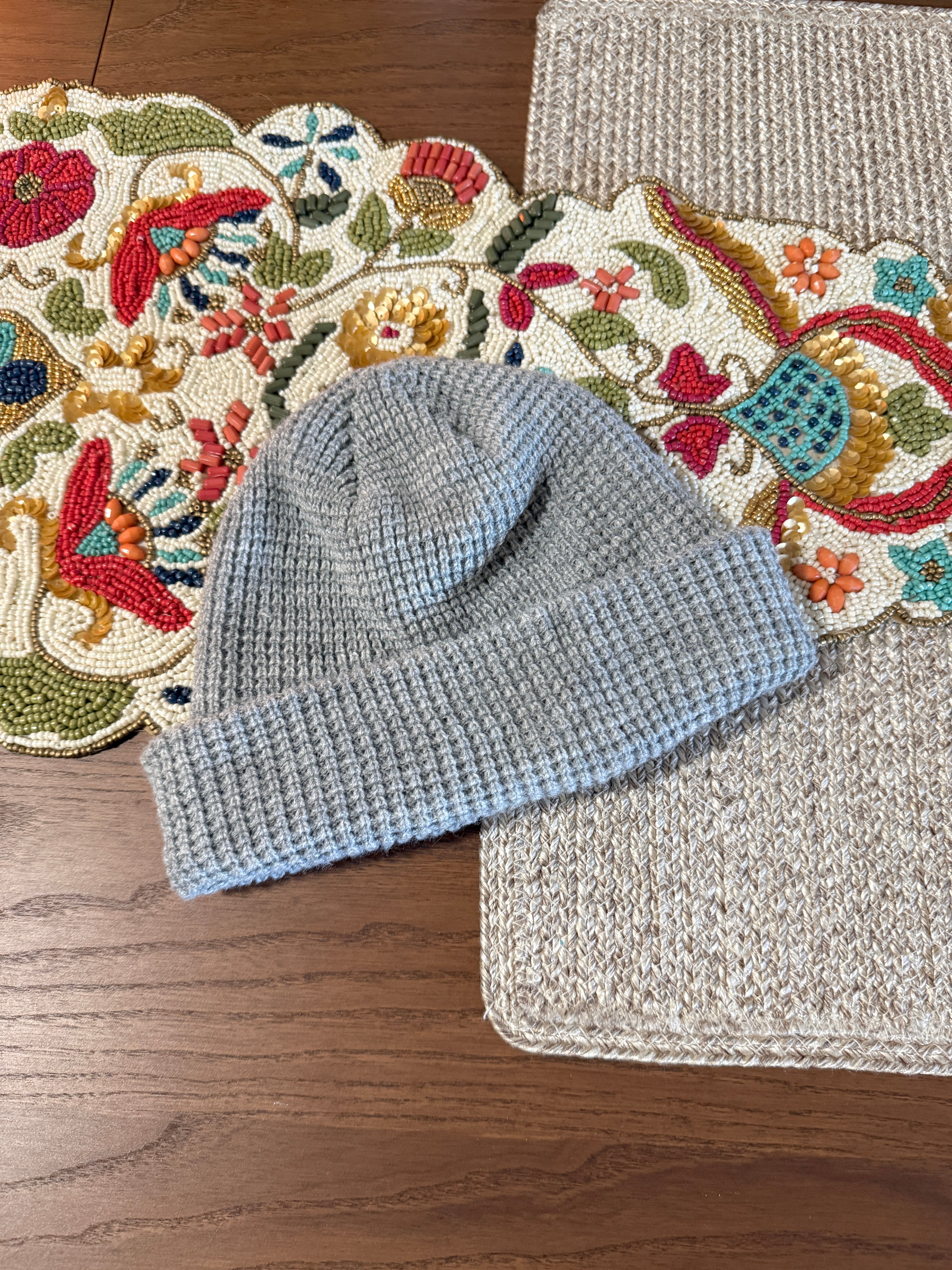 Palace Sofar Waffle Beanie Light Grey Marl FW22 USED