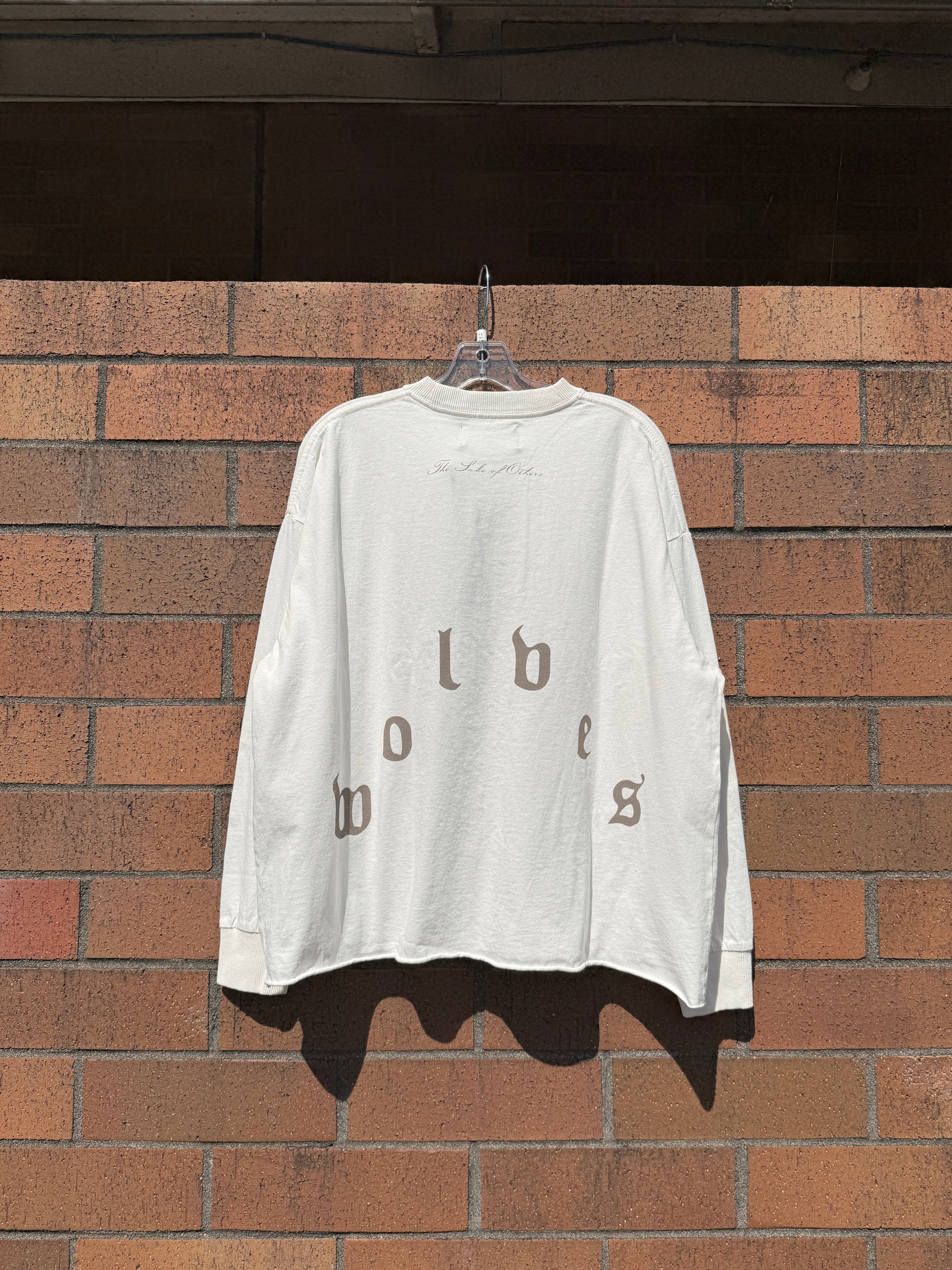 Darc Sport You Are the Reason Grunge Raw Hem Long Sleeve Tee Cream Size L