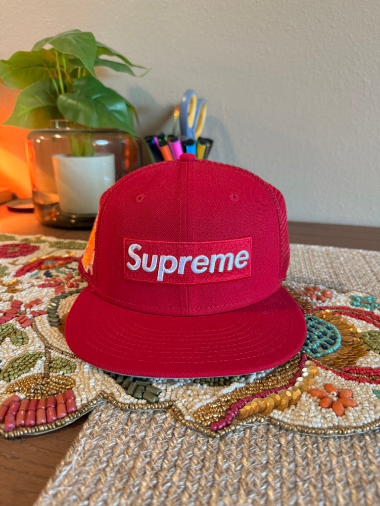 Supreme Box Logo Mesh Back New Era Hat Red SS24 Size 7 1/2