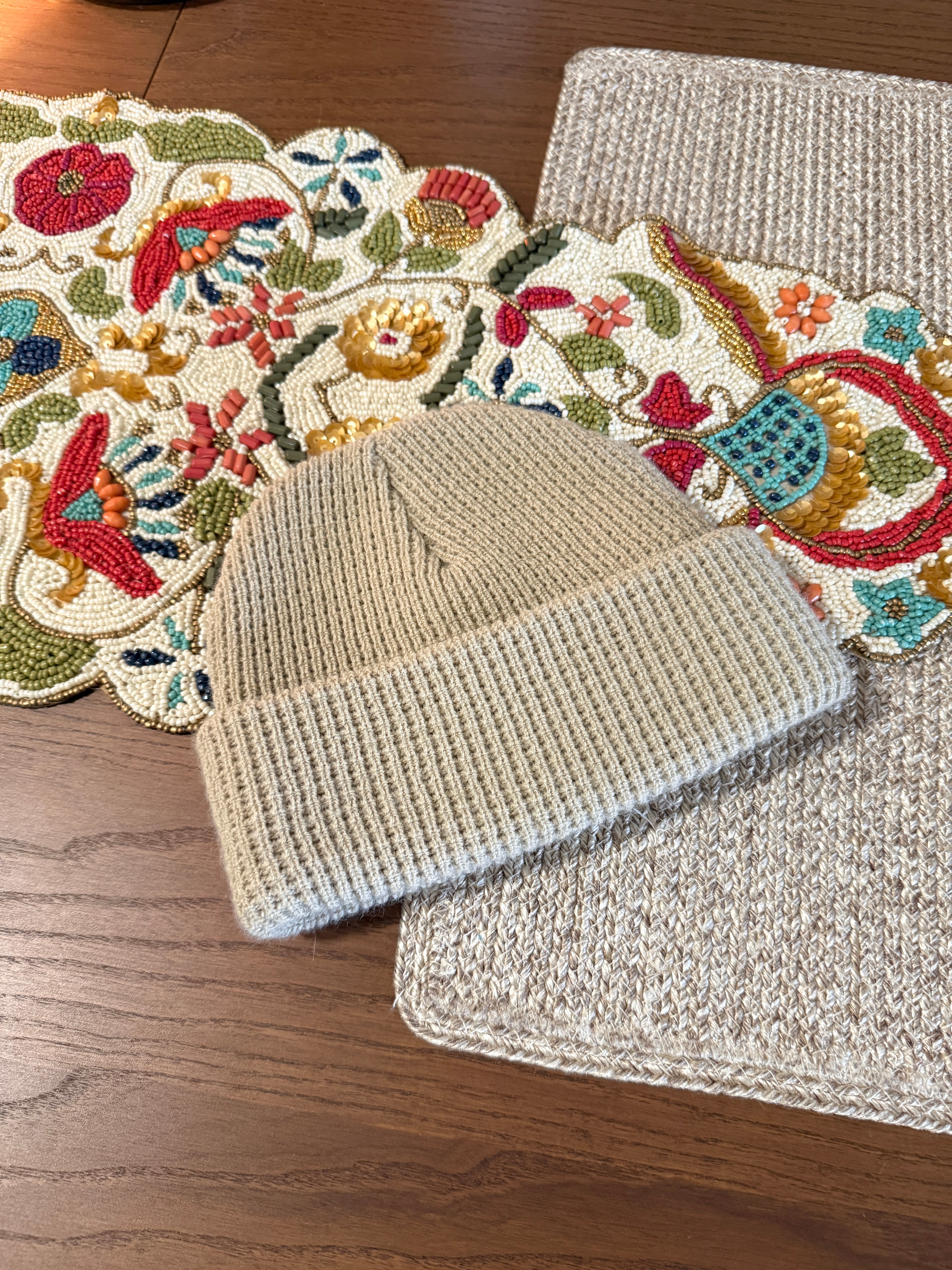 Aime Leon Dore Waffle Knit Unisphere Beanie Stone USED