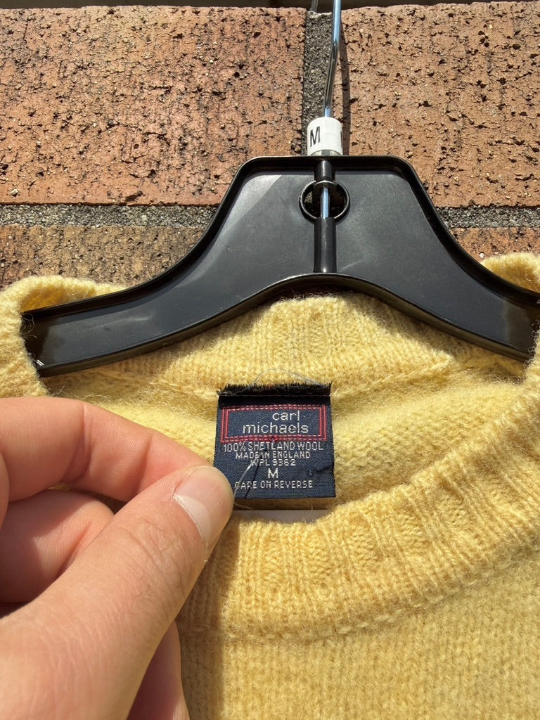 80s Carl Michaels Butter Yellow Wool Sweater Size M
