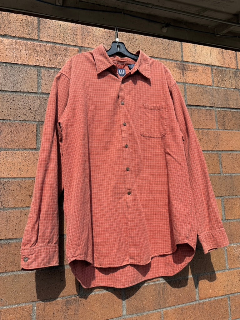 Y2K Gap Red Micro Plaid Flannel Size XL