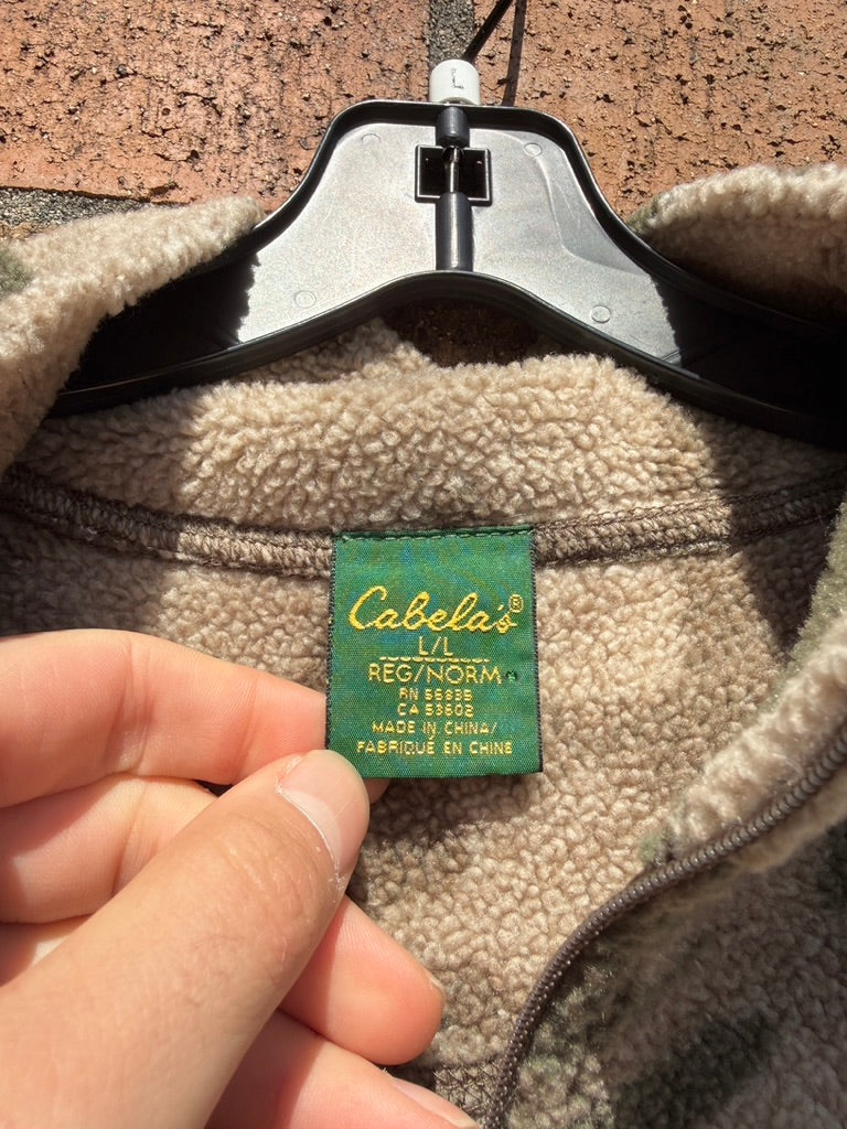 Y2K Cabelas Camo 1/4 Zip Fleece Jacket Size L