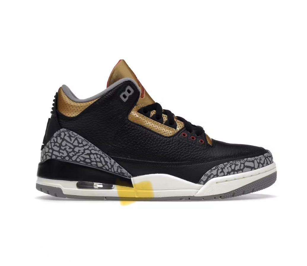 Jordan 3 Black Cement Gold Sz 8.5 used no box replacement  insoles