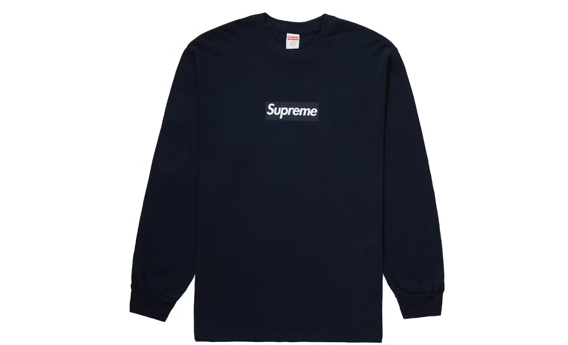 Supreme Box Logo Navy Blue L/S Sz Medium