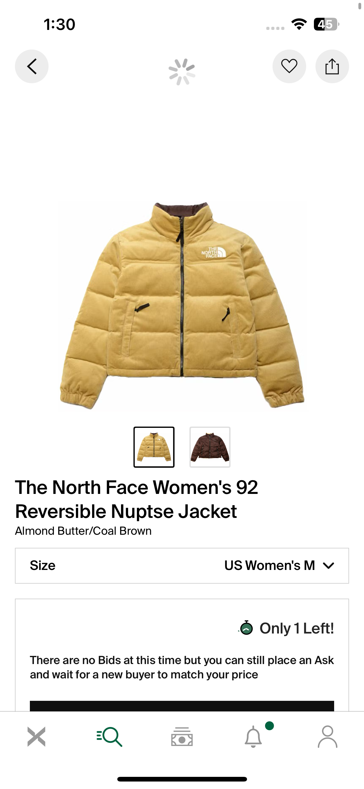 North Face 92 Reversible Nuptse Jacket Womens Sz Medium