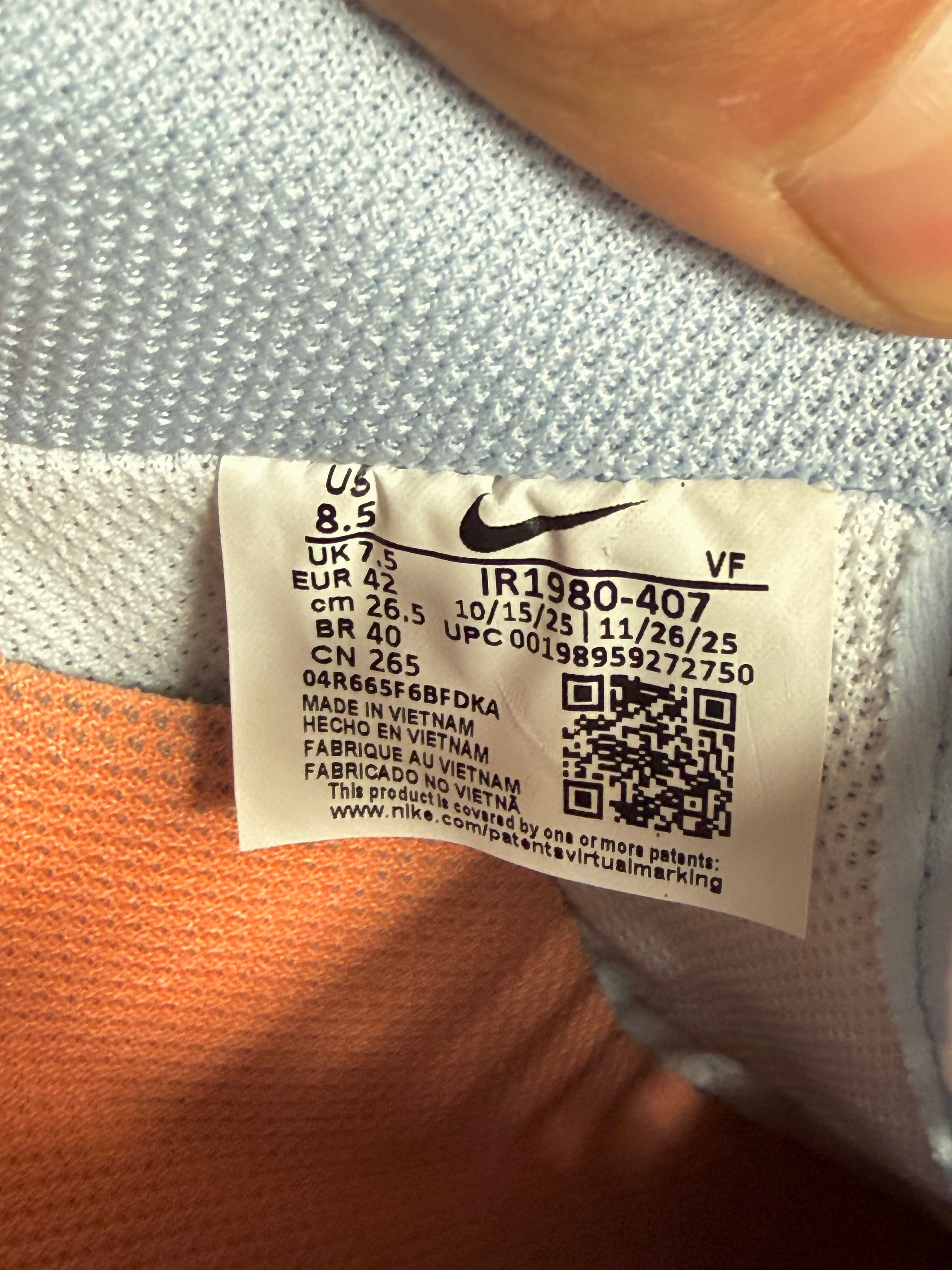 Nike Air Force 1 Low '07 Hydrogen Blue Orange Frost Size 8.5 MISSING LID