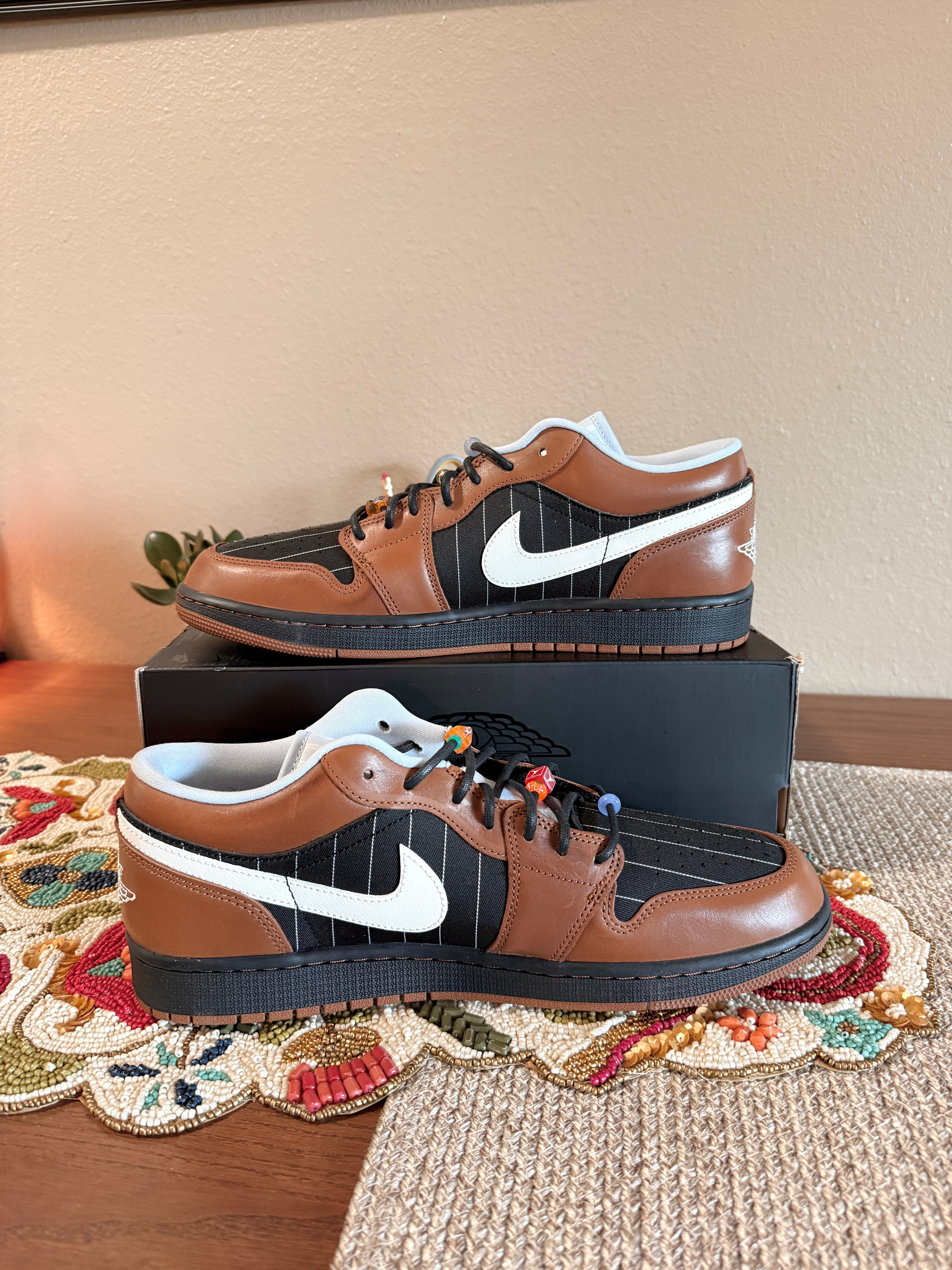 Jordan 1 Low SE Black Sail Light British Tan Size 12 MISSING LID