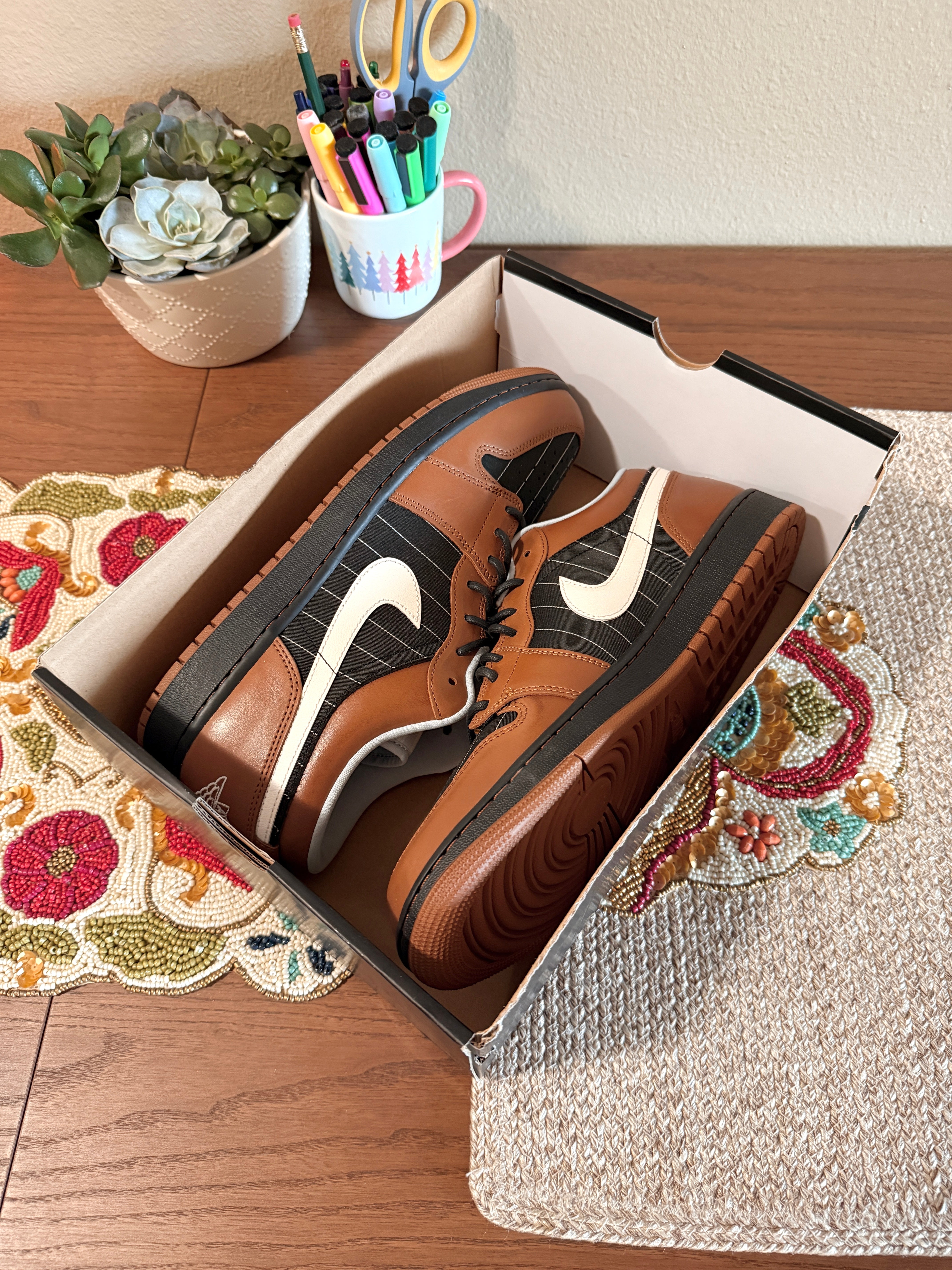 Jordan 1 Low SE Black Sail Light British Tan Size 12 MISSING LID