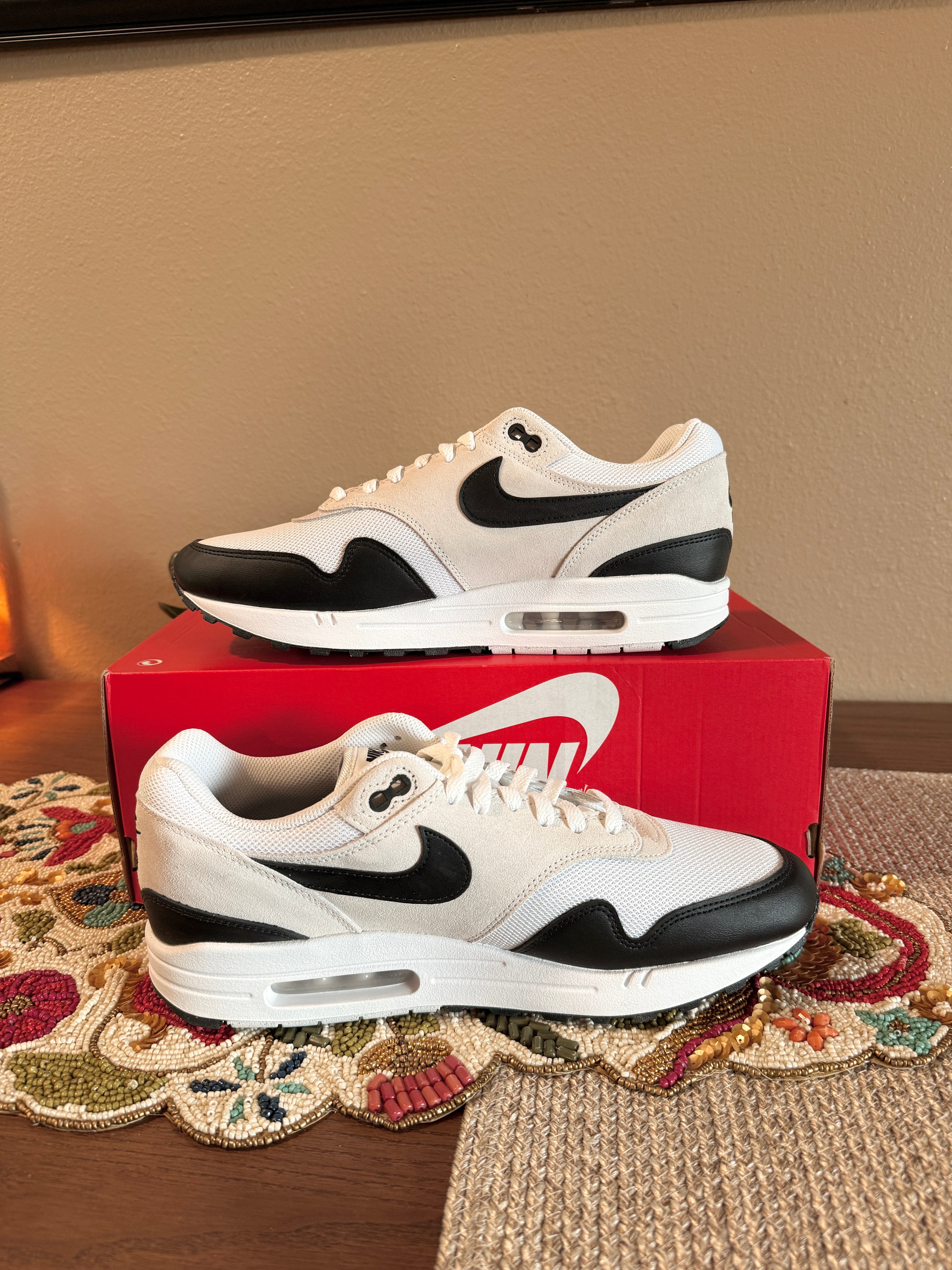 Nike Air Max 1 Essential Summit White Black Size 12 MISSING LID