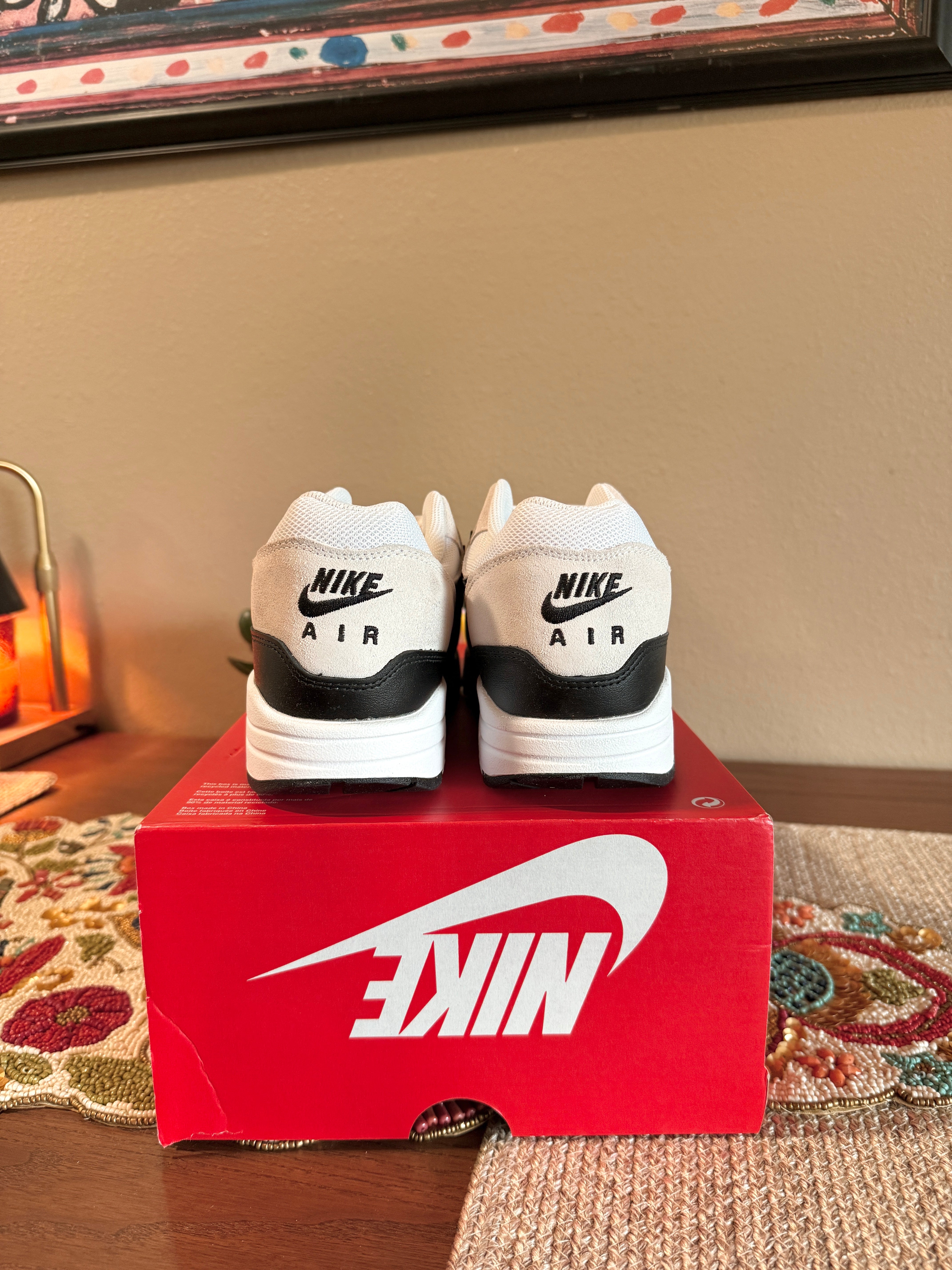 Nike Air Max 1 Essential Summit White Black Size 12 MISSING LID