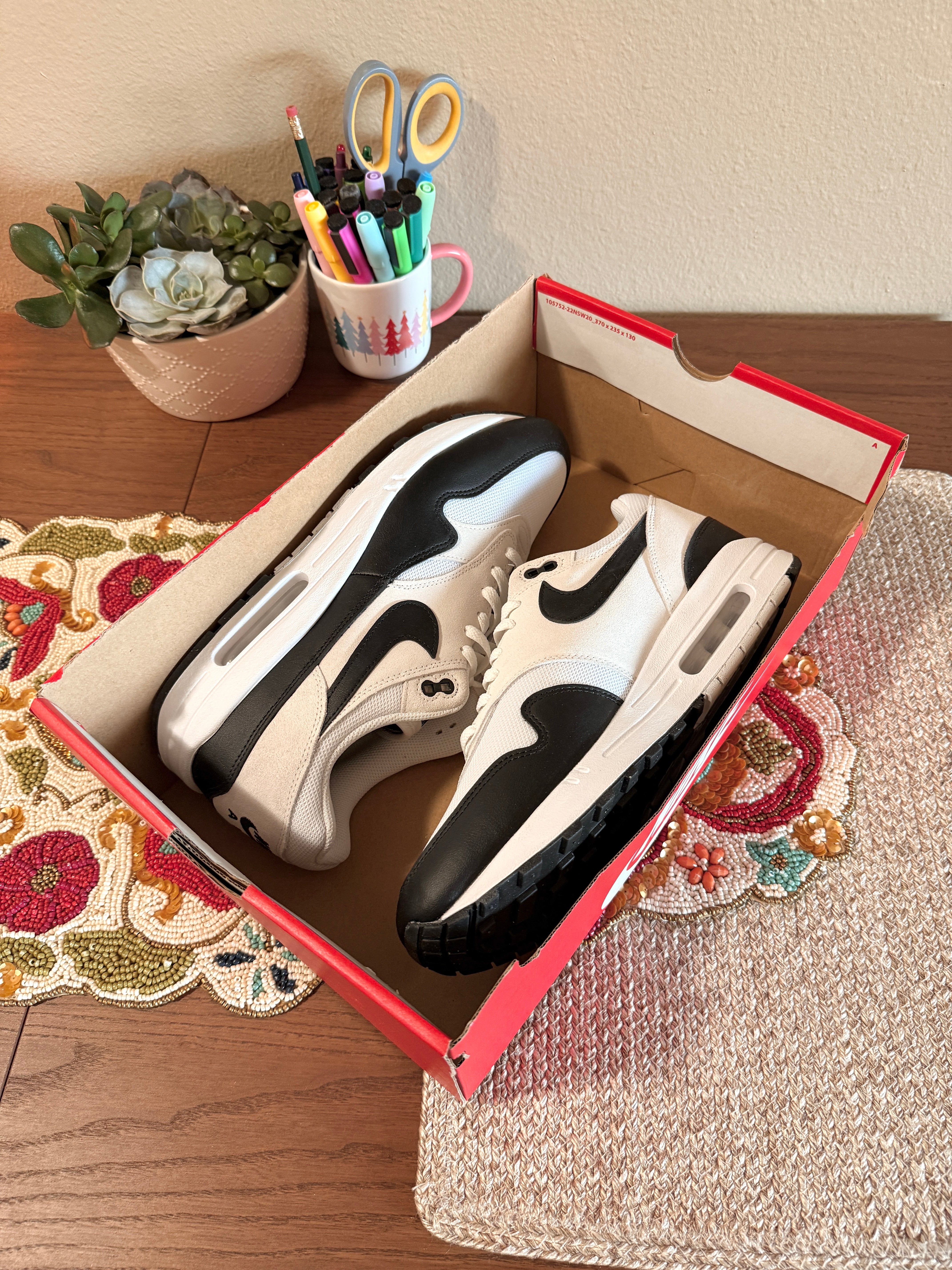 Nike Air Max 1 Essential Summit White Black Size 12 MISSING LID