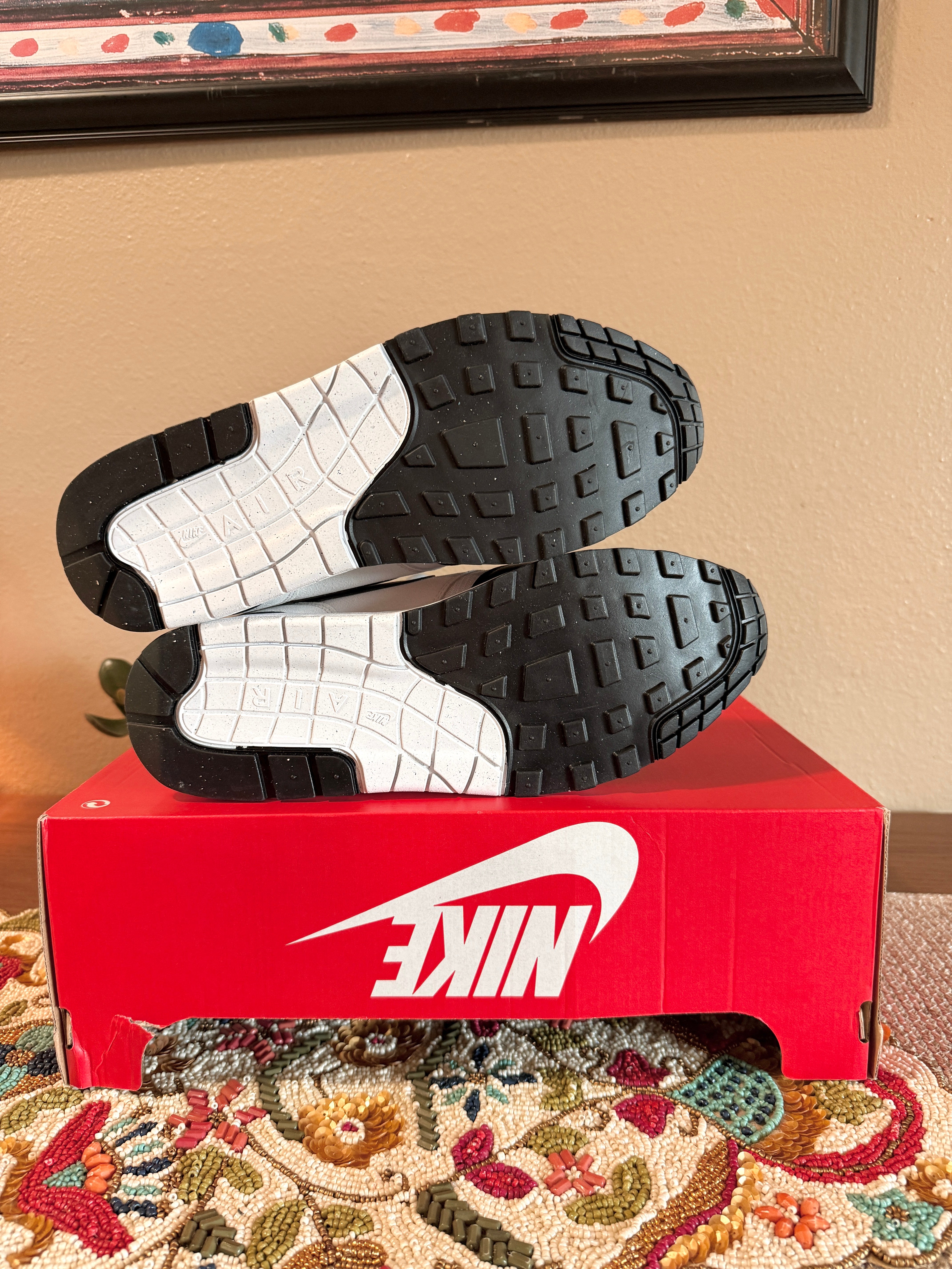 Nike Air Max 1 Essential Summit White Black Size 12 MISSING LID